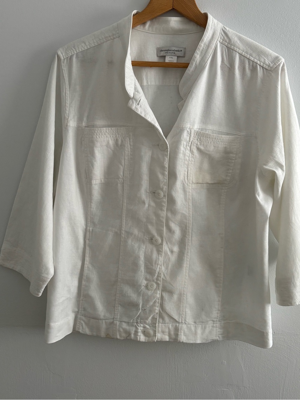 Christopher & Banks White Button-Front Utility Shirt Jacket